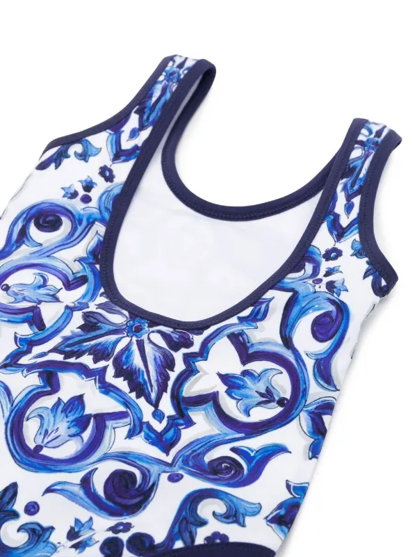 【関税&送料込】Dolce & Gabbana Majolica Print One Piece Swi Majolica-print one-piece swimsuit in Multicolor for Women