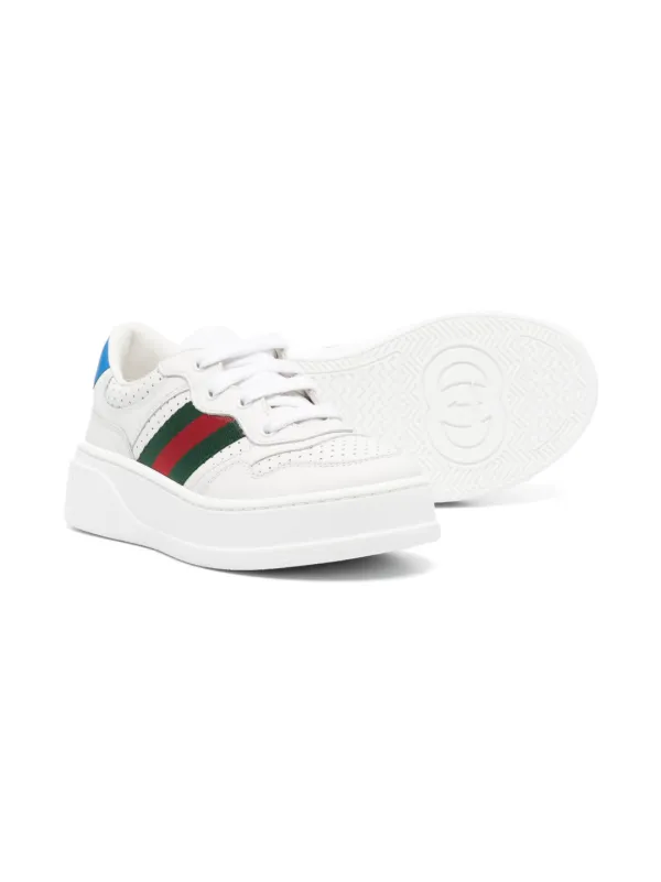 Web detail leather sneakers