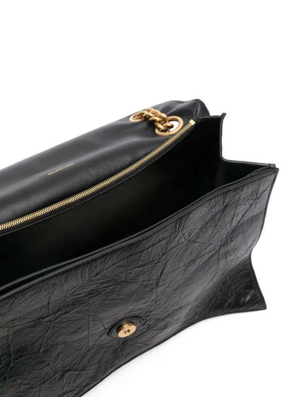 ショルダーバッグ・ポシェット BALENCIAGA Black Leather Crush M Shoulder Bag Crush Large leather shoulder bag in black - Balenciaga
