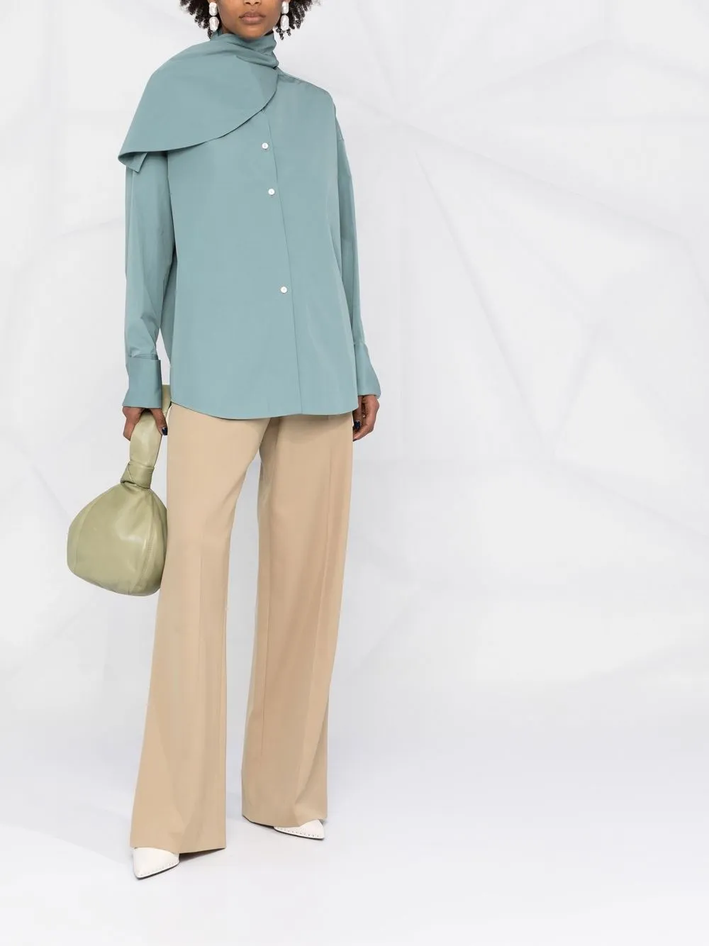 Jil Sander Blouse met sjaaldetail - Blauw
