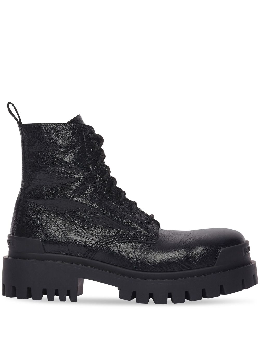 Balenciaga Strike Lace-up Leather Boots In 1000 -black