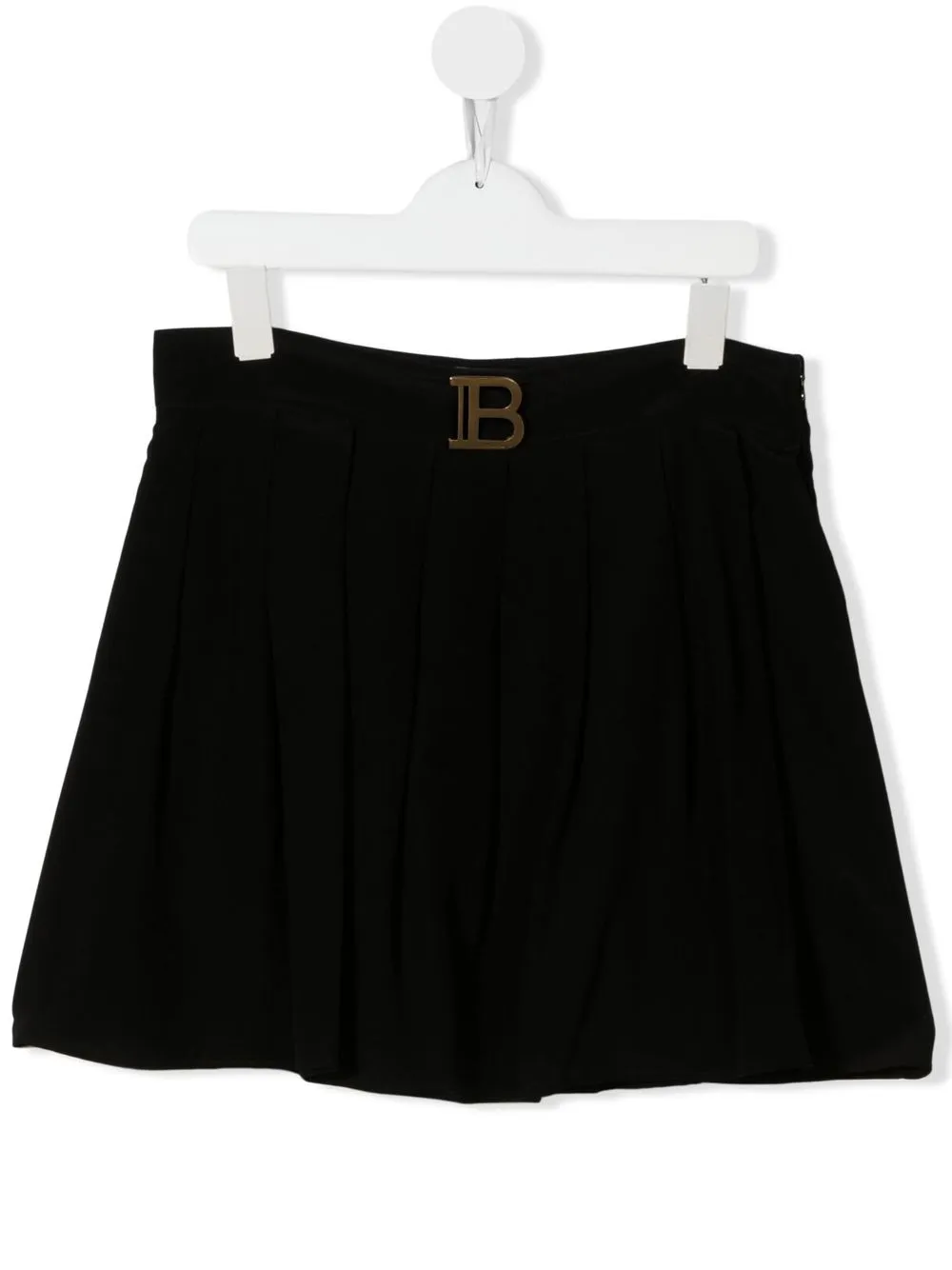 

Balmain Kids TEEN logo-plaque flared mini skirt - Black