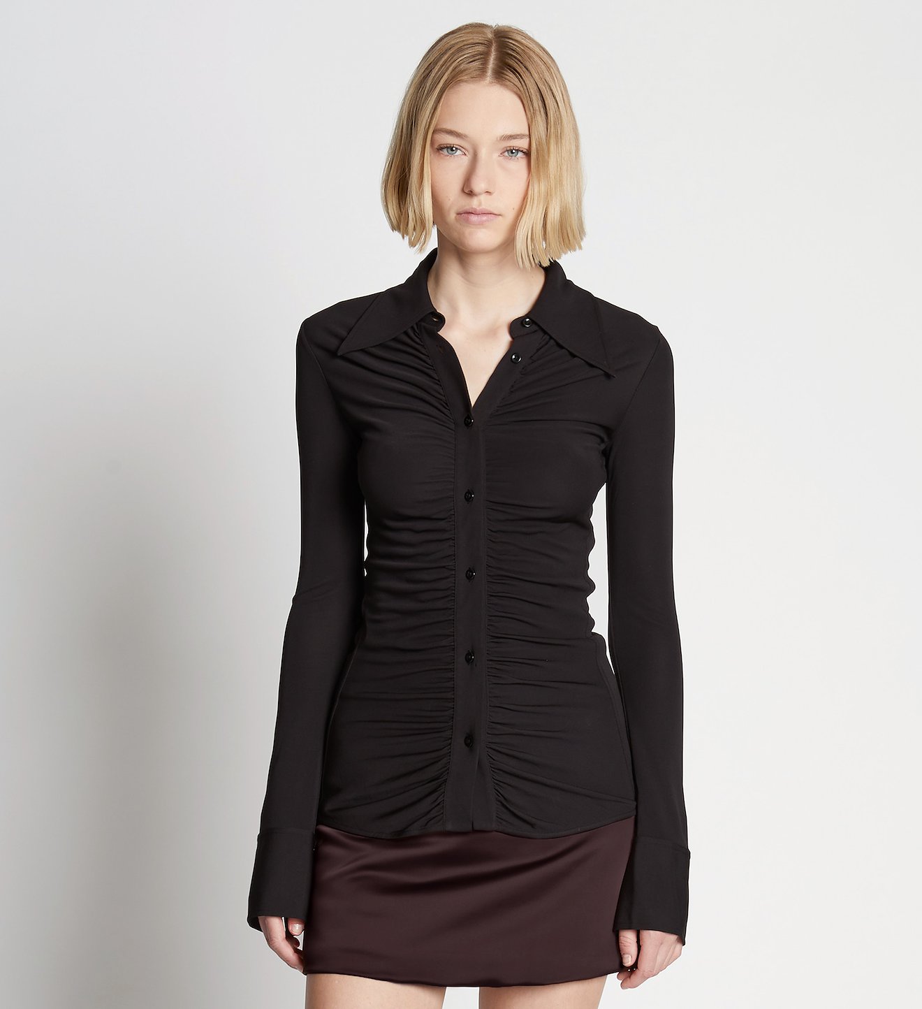 Matte Crepe Button Down