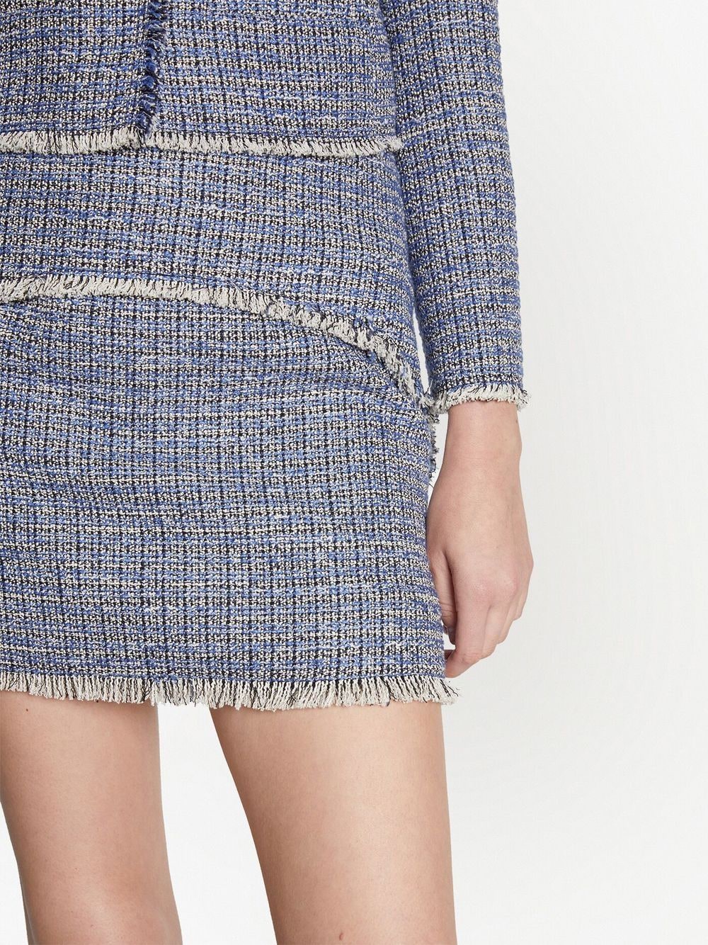 Shop Proenza Schouler White Label Frayed-hem Tweed Mini Skirt In Blue