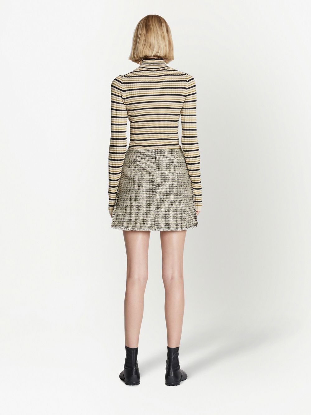 Shop Proenza Schouler White Label Frayed-hem Tweed Mini Skirt In Yellow