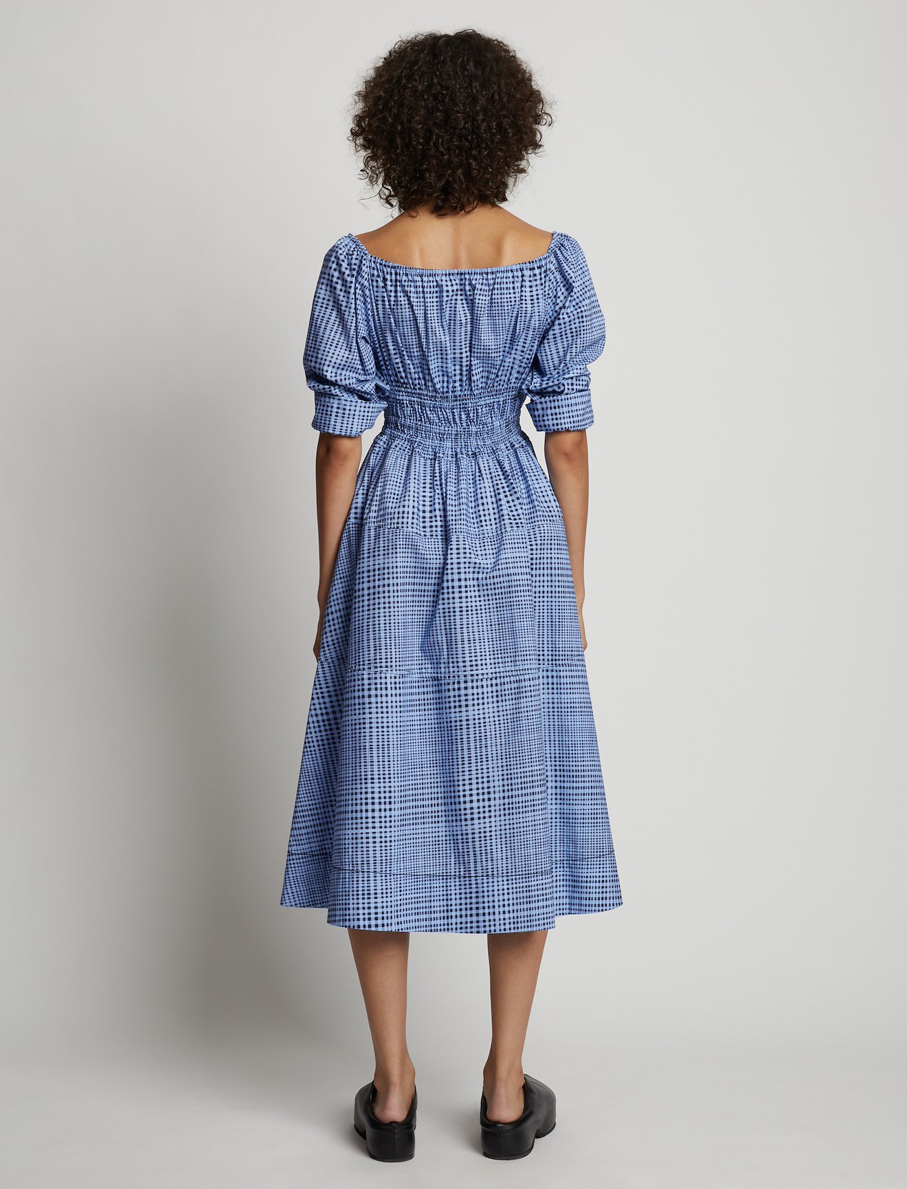 Grid Poplin Square Neck Dress #3
