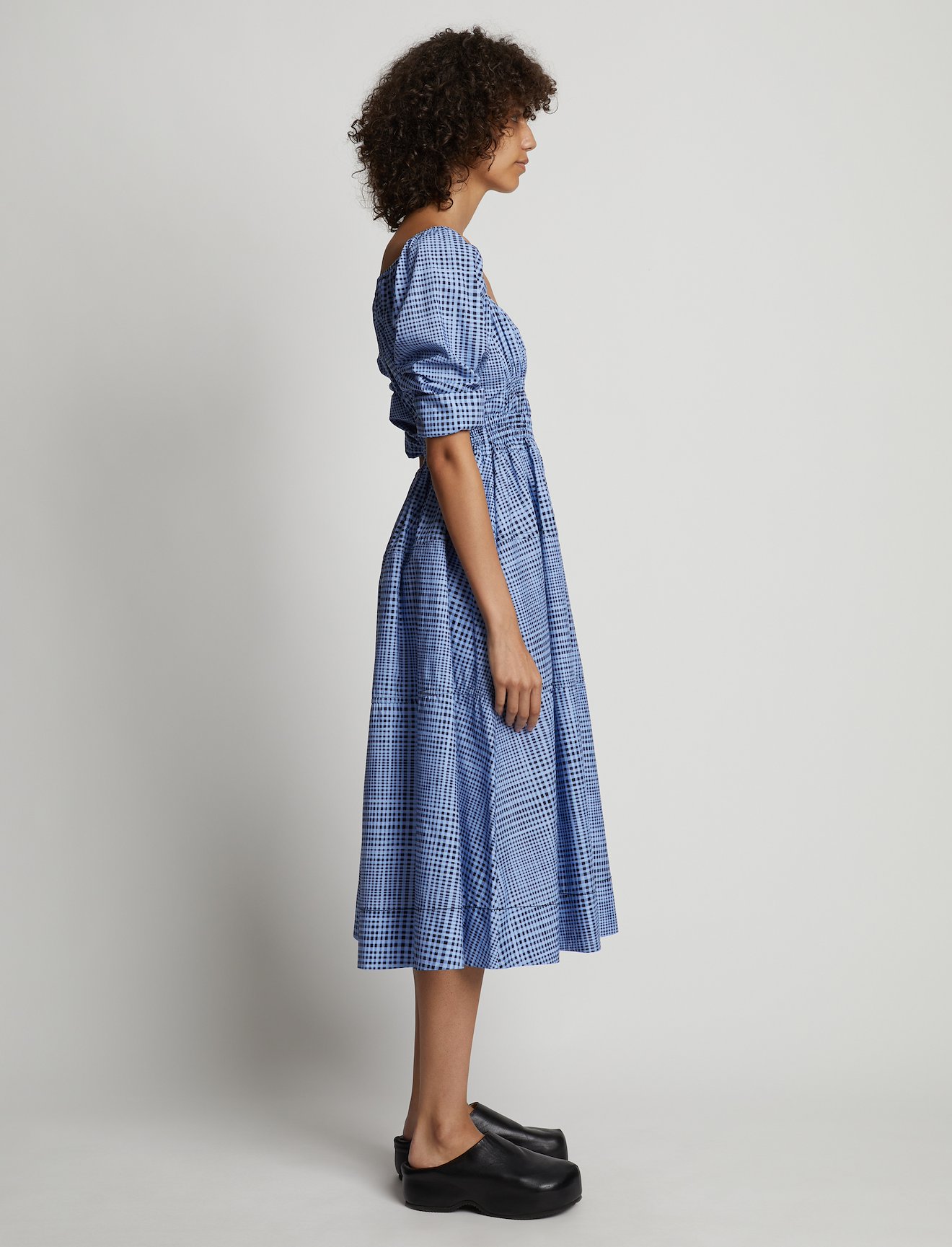 Grid Poplin Square Neck Dress #1