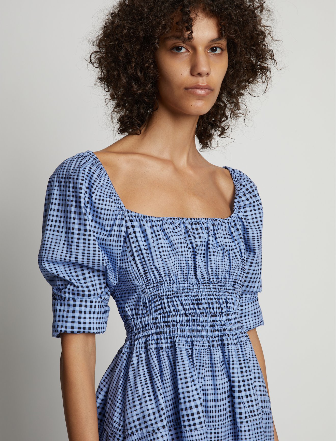 Grid Poplin Square Neck Dress #5