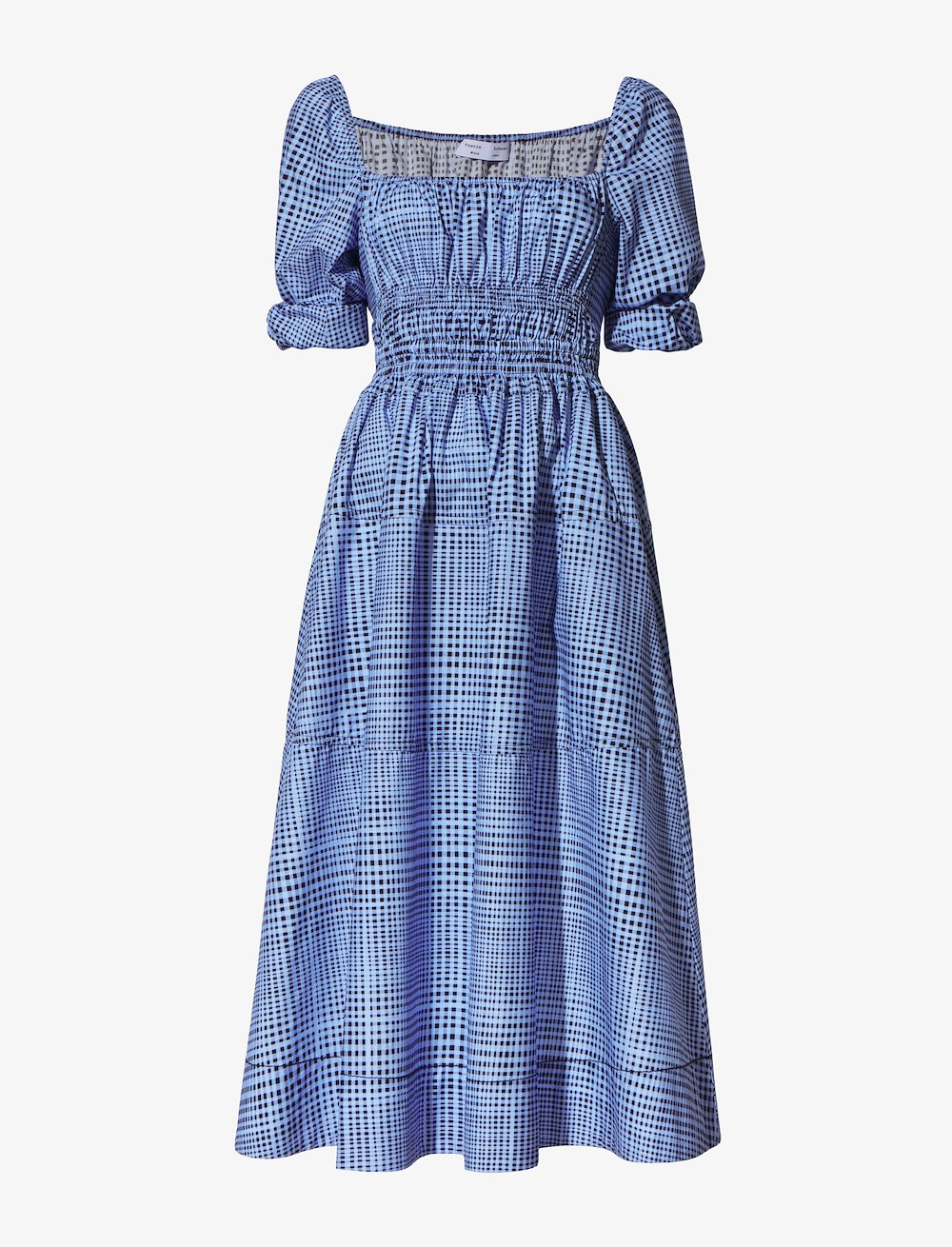 Grid Poplin Square Neck Dress