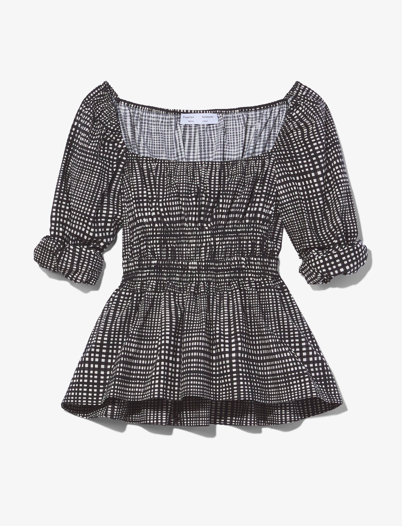 Grid Poplin Square Neck Top #5