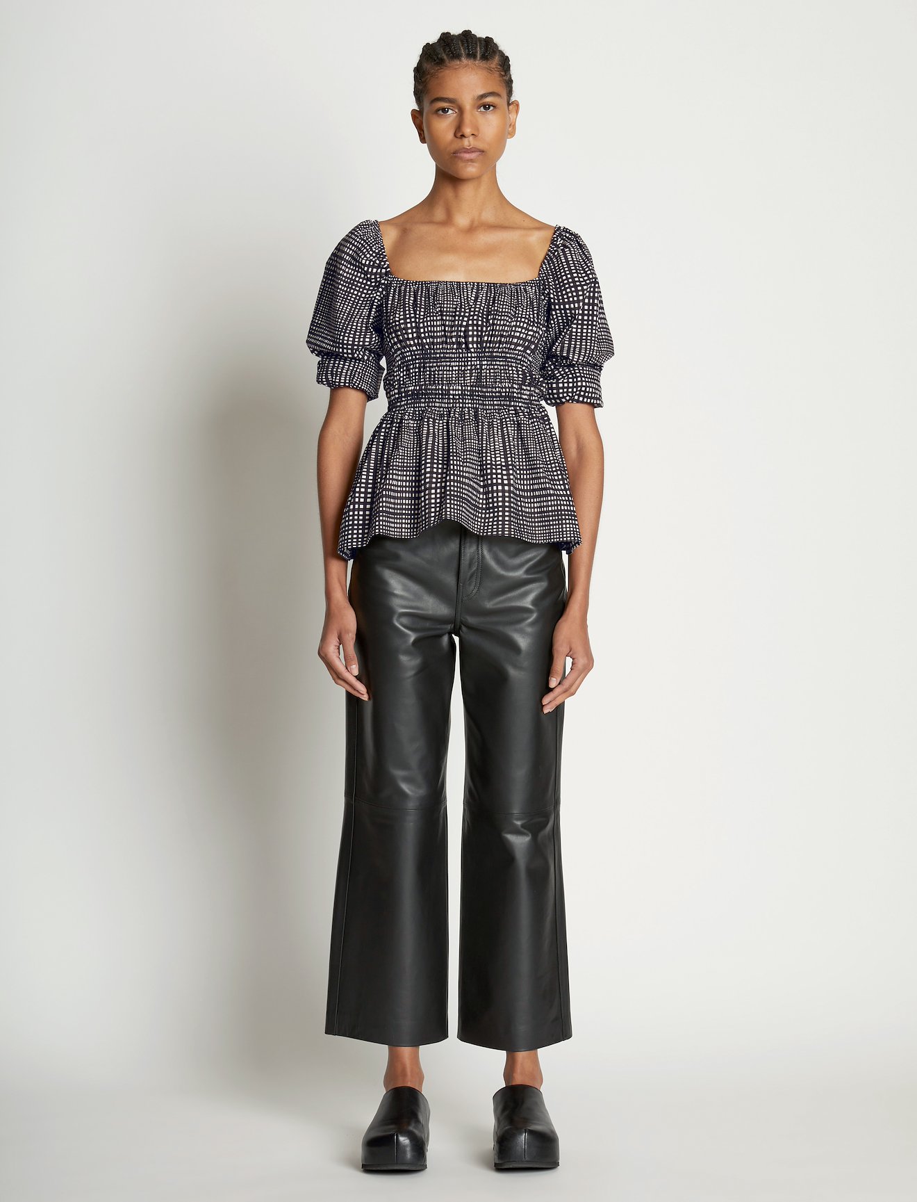Grid Poplin Square Neck Top #1