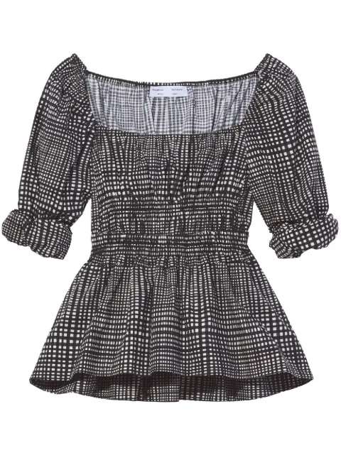 Proenza Schouler White Label grid-pattern square neck blouse