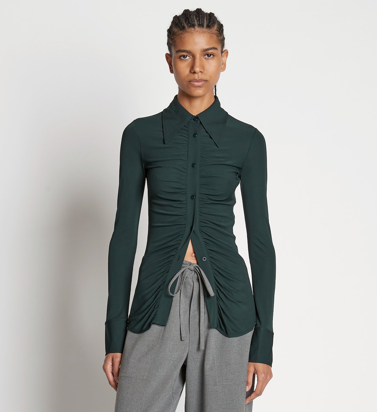 Matte Crepe Button Down
