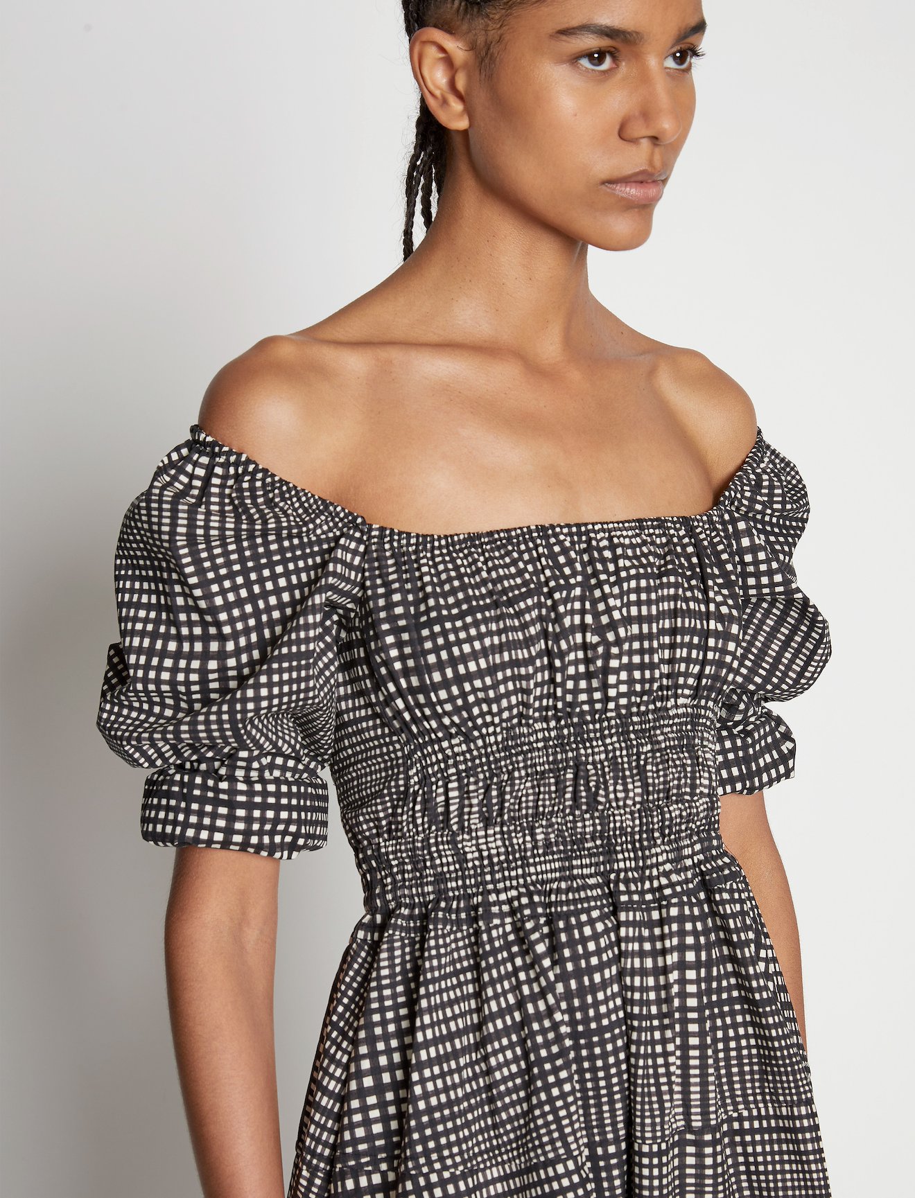 Grid Poplin Square Neck Dress #3