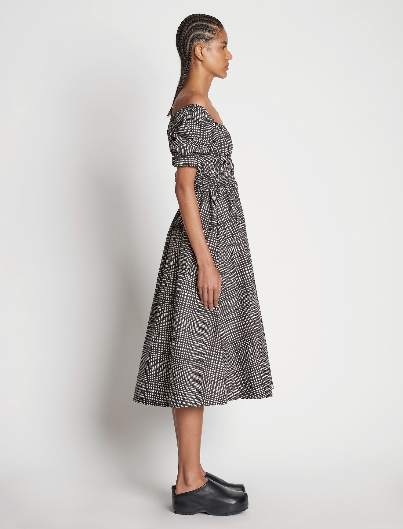 Grid Poplin Square Neck Dress #1