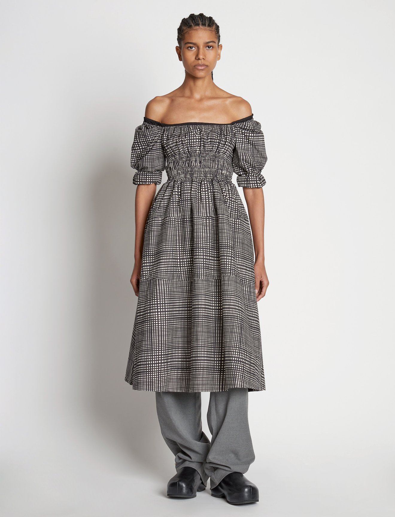 Grid Poplin Square Neck Dress #5