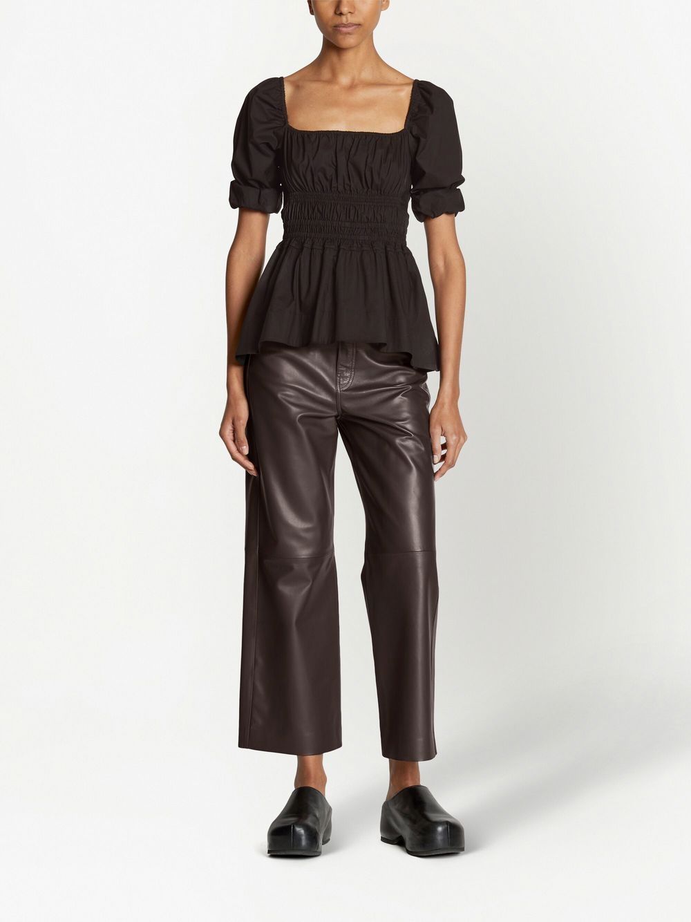 Shop Proenza Schouler White Label Square-neck Cotton Poplin Top In Black