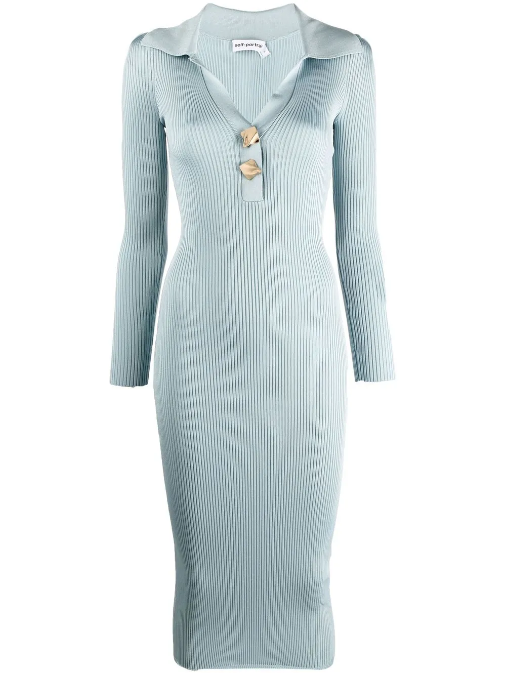 

Self-Portrait knitted midi dress - Blue