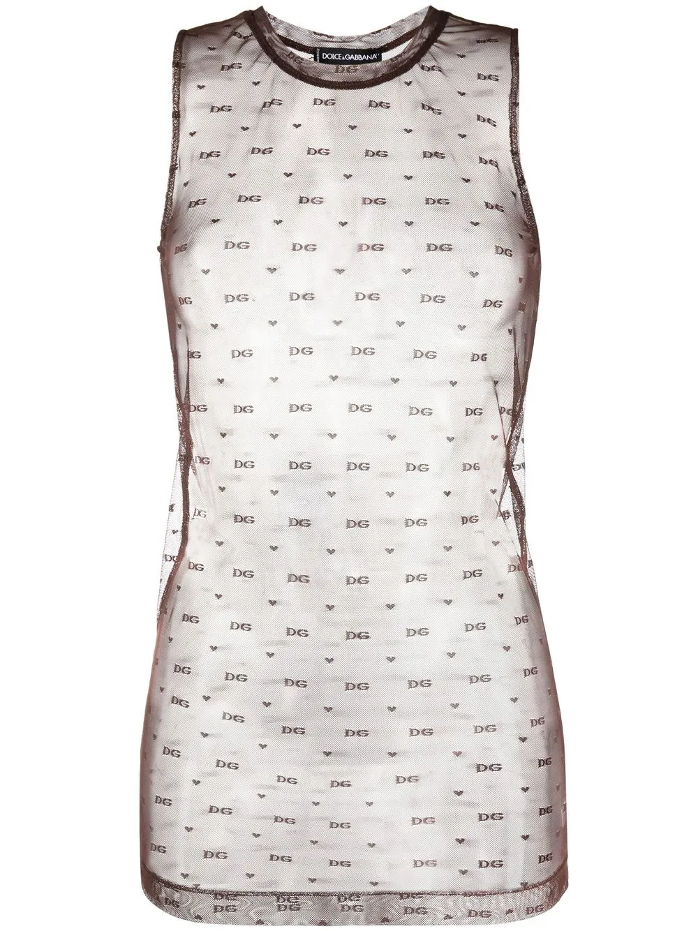 

Dolce & Gabbana top transparente sin mangas con monograma - Marrón
