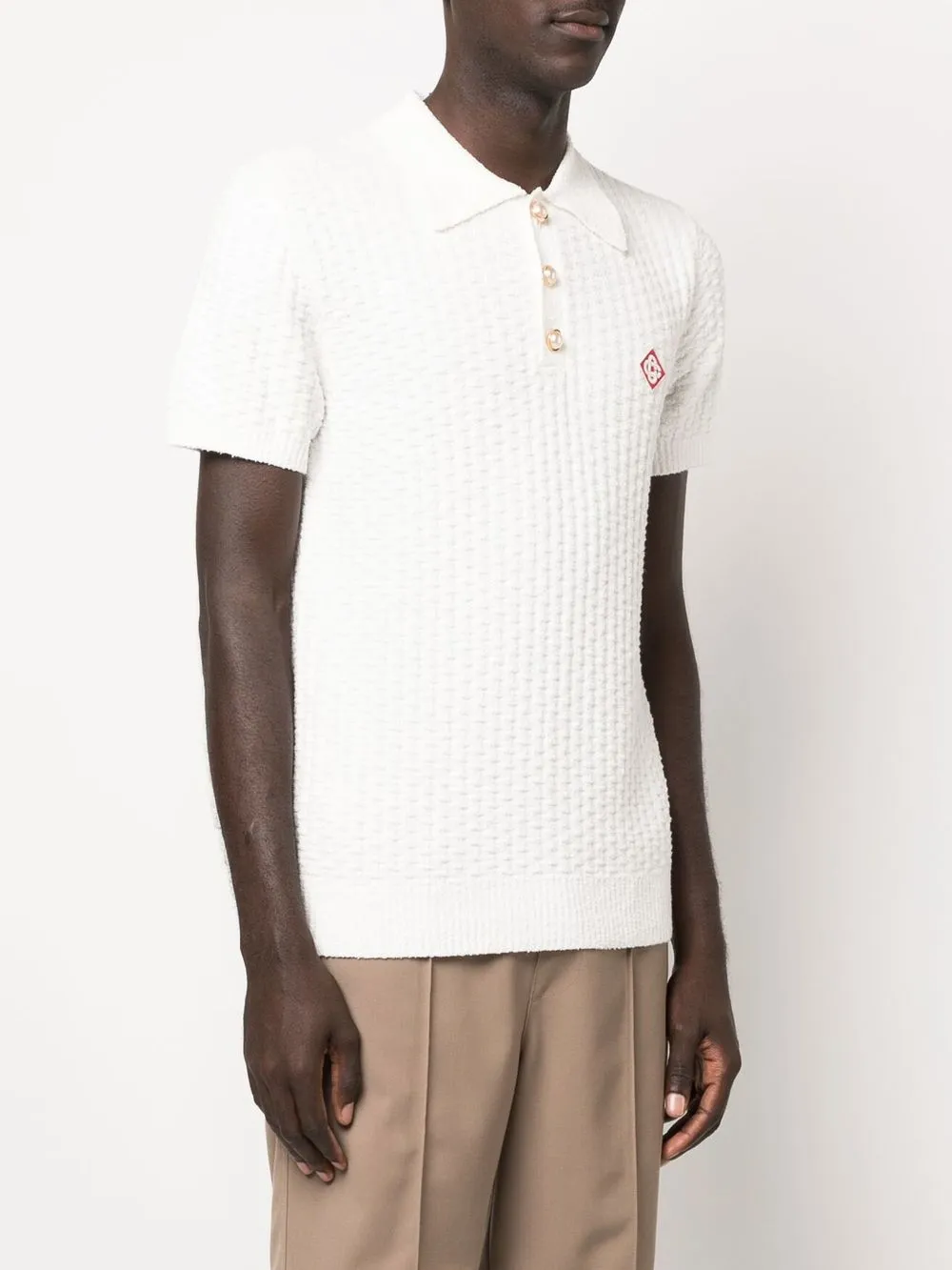 Casablanca logo-patch BouclÃ© Polo Shirt - Farfetch