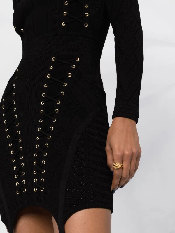 Balmain Women's Long Sleeves Dresses - Black - Mini Dresses