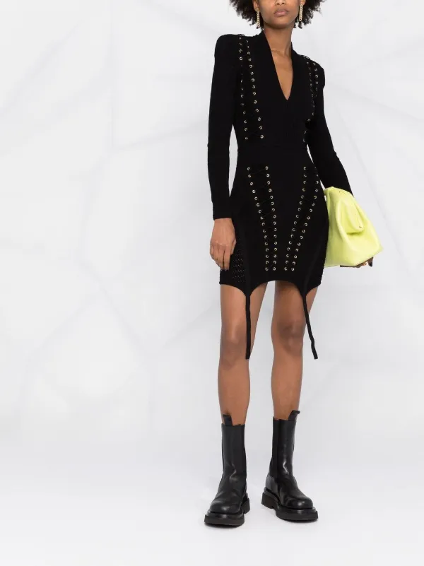 Balmain Women's Long Sleeves Dresses - Black - Mini Dresses