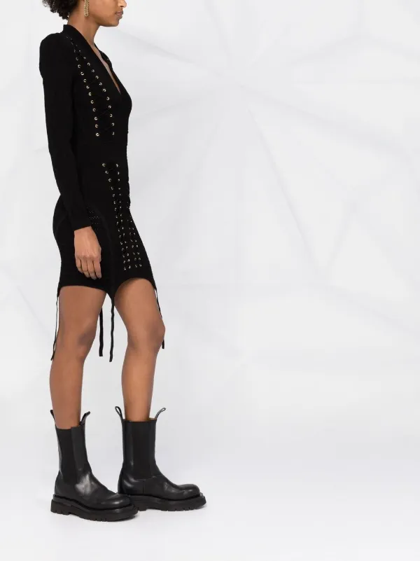 Balmain Women's Long Sleeves Dresses - Black - Mini Dresses