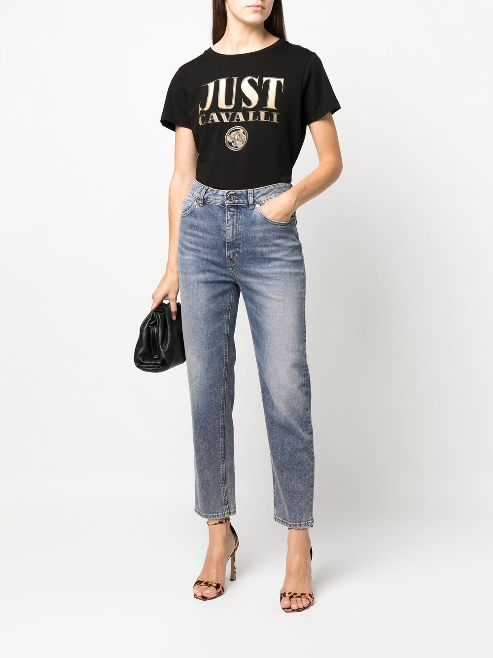 Just Cavalli T-shirt met logoprint - Zwart