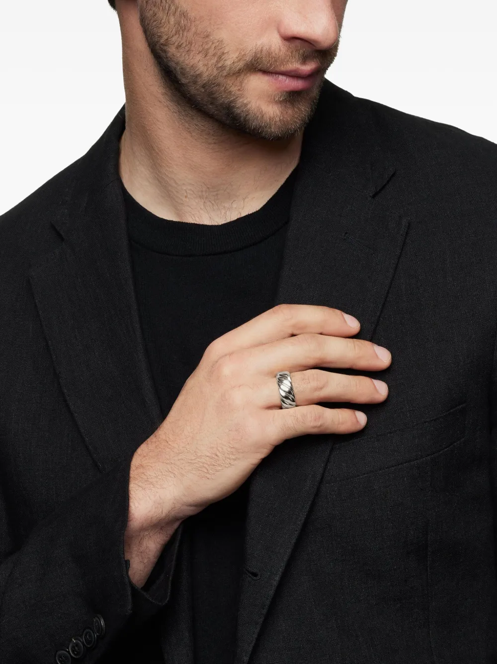 David Yurman sterling silver Sculpted Cable Contour band ring (9mm) | Image 2
