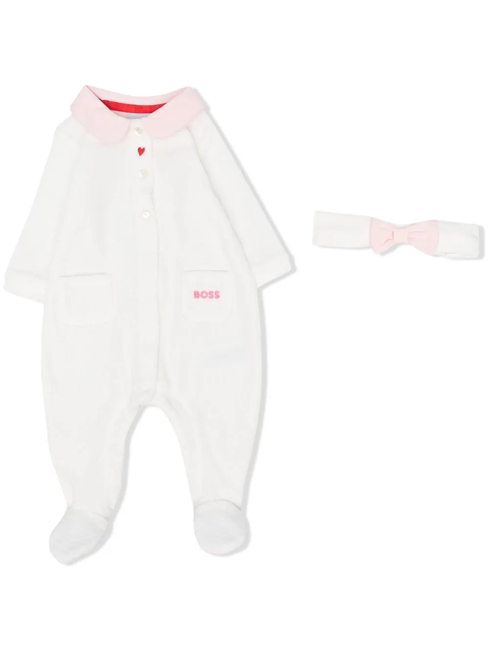 

BOSS Kidswear set de mameluco con logo bordado - Blanco