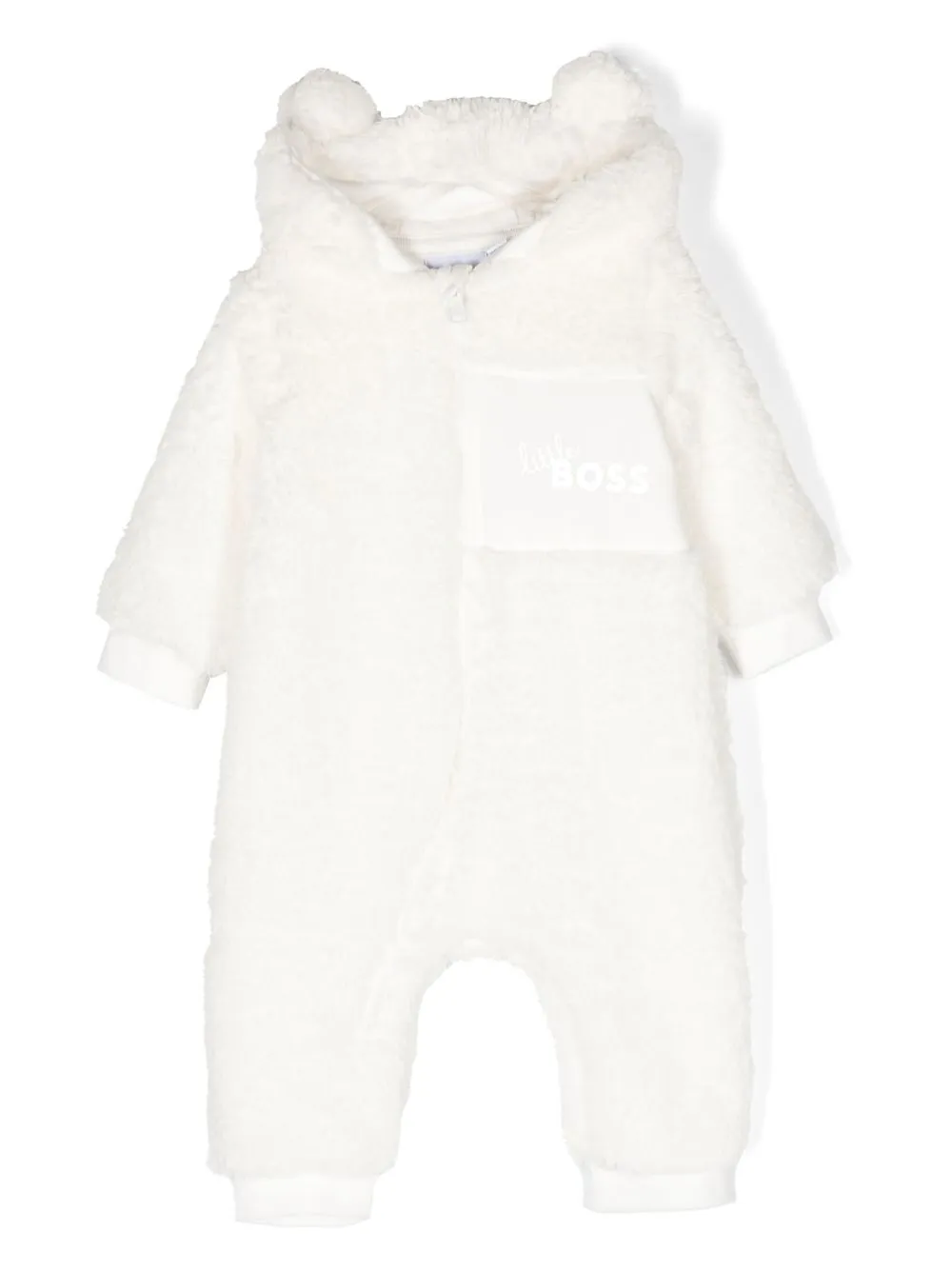 BOSS Kidswear mameluco de tejido polar con capucha - Blanco