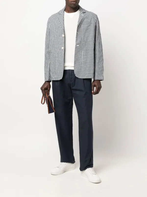 Barena Check-Print Single-breasted Blazer - Blue