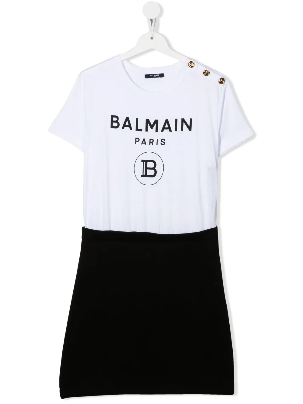 

Balmain Kids vestido estilo playera con logo estampado - Blanco