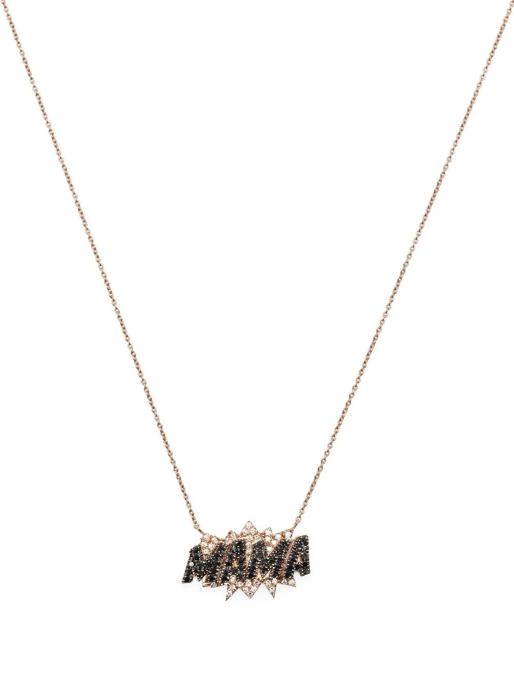 

Diane Kordas 18kt rose gold Mama diamond charm necklace - Black