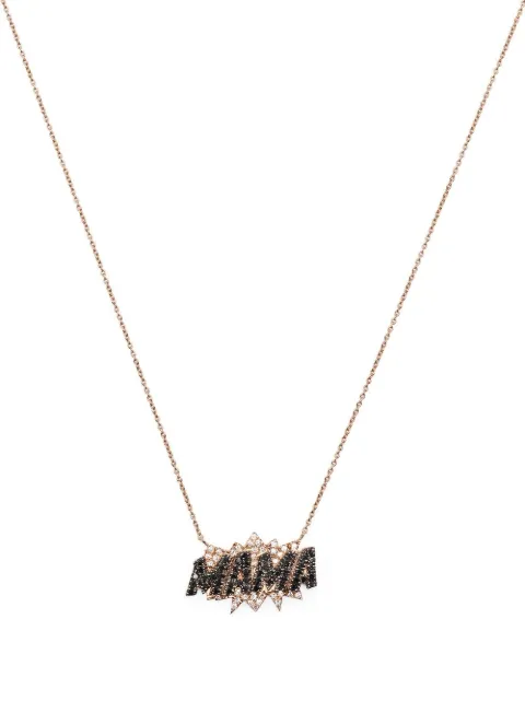 Diane Kordas 18kt rose gold Mama diamond charm necklace