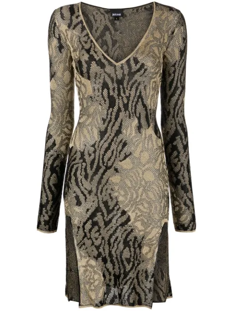 Just Cavalli metallic-jacquard animal-print dress