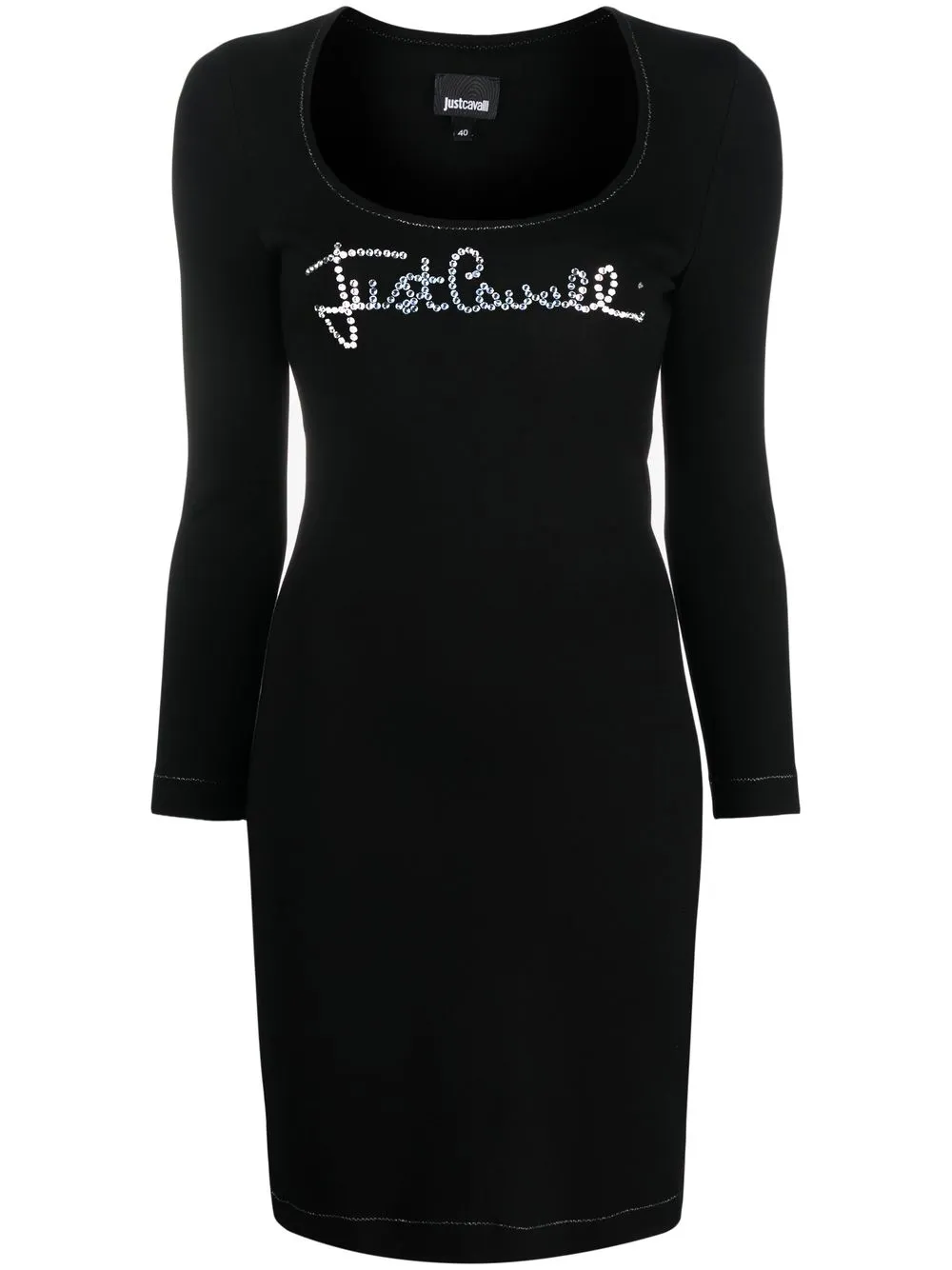 

Just Cavalli vestido ajustado con logo - Negro