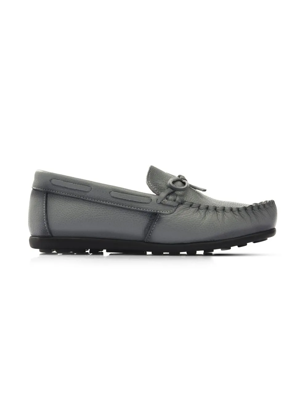  Moustache Tie-fastened Slip-on Loafers - Grey 
