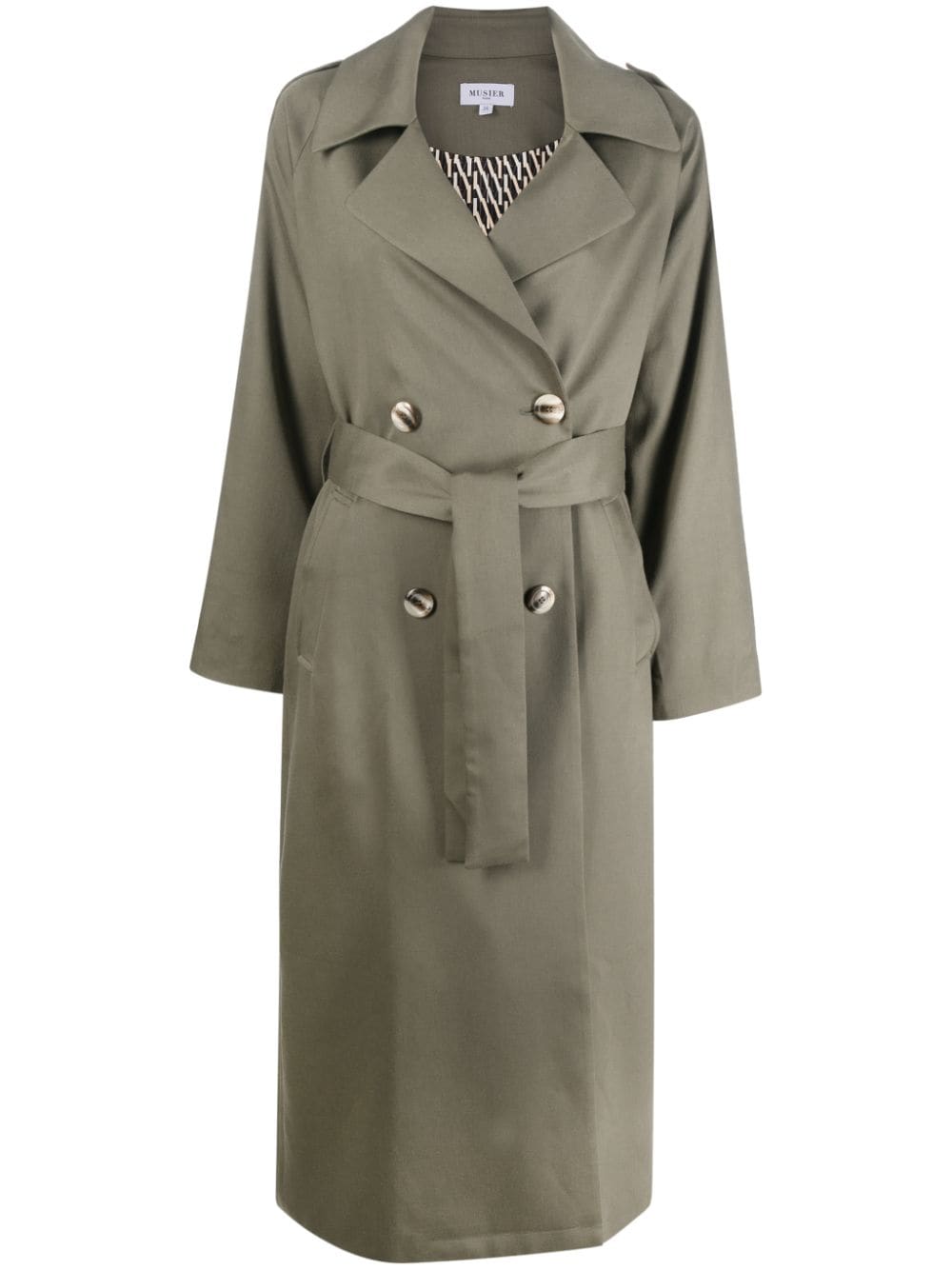 Musier Dorothee Belted Trench Coat In Green