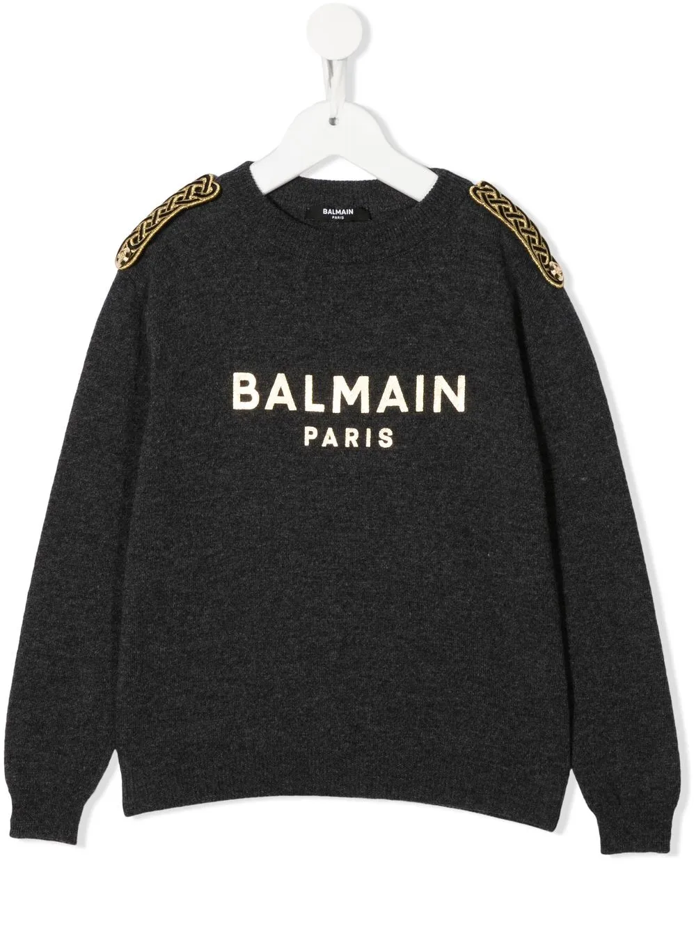 

Balmain Kids suéter con cuello redondo - Gris