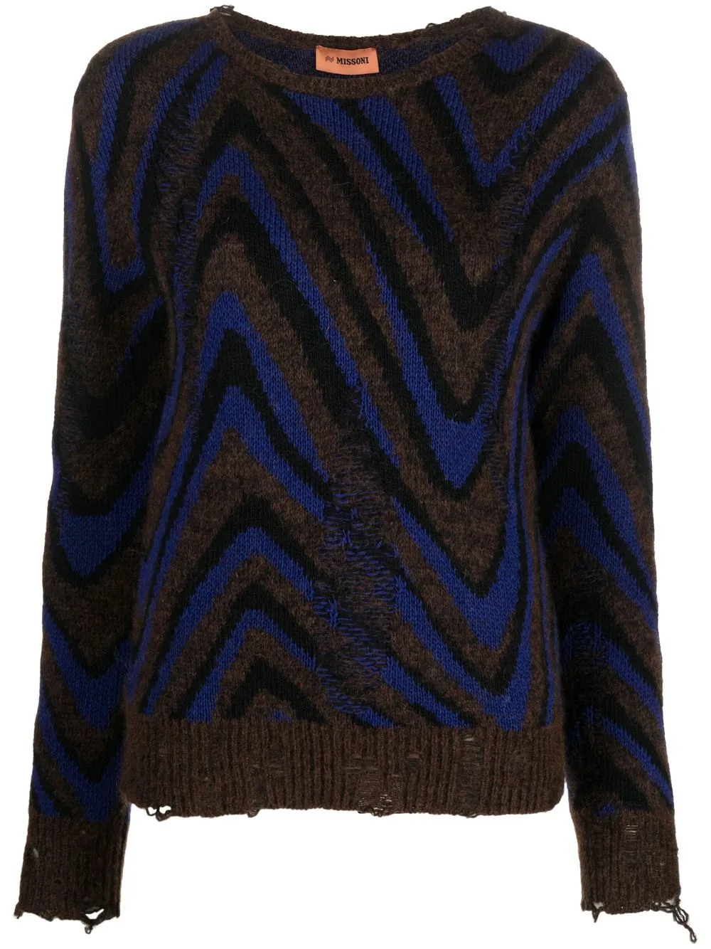 

Missoni distressed-effect zigzag jumper - Blue