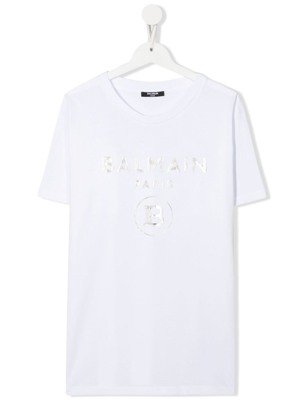 Balmain Kids TEEN metallic-logo print T-shirt - White