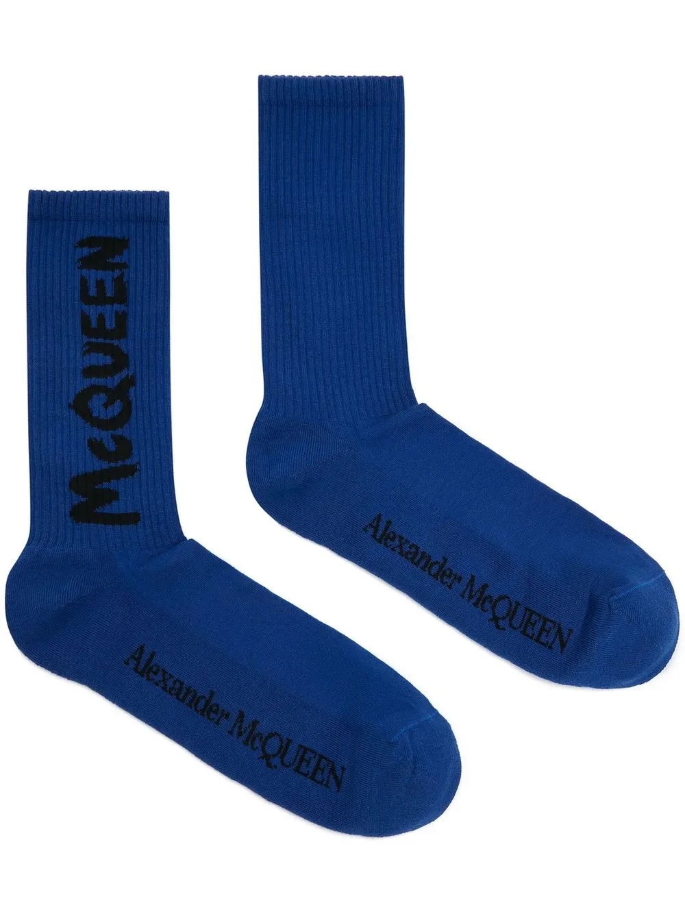 

Alexander McQueen calcetines con logo tejido en intarsia - Azul