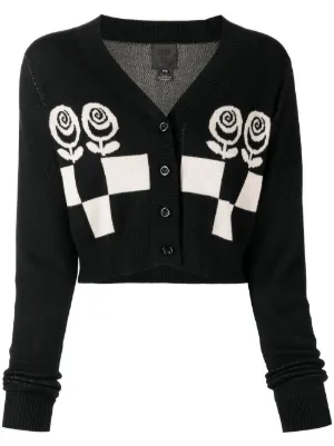 Cardigan crop Farfetch Donna Abbigliamento Maglioni e cardigan Cardigan Nero 