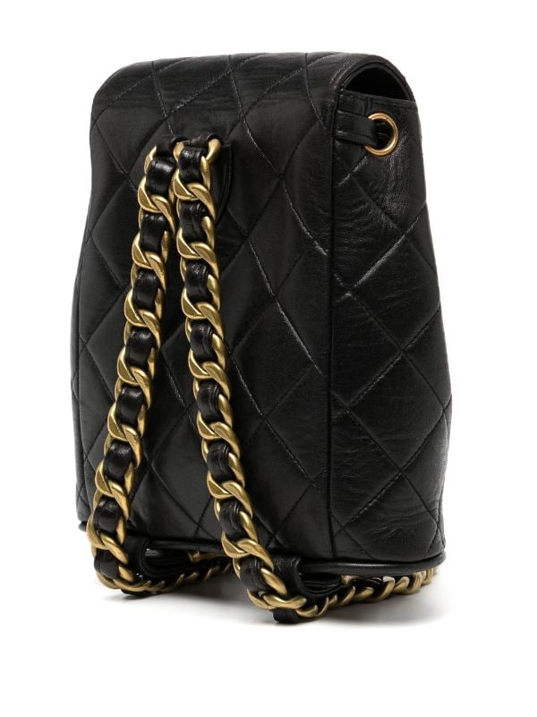 Chanel Pre-owned 1992 Duma Diamond-Quilted Backpack - Black