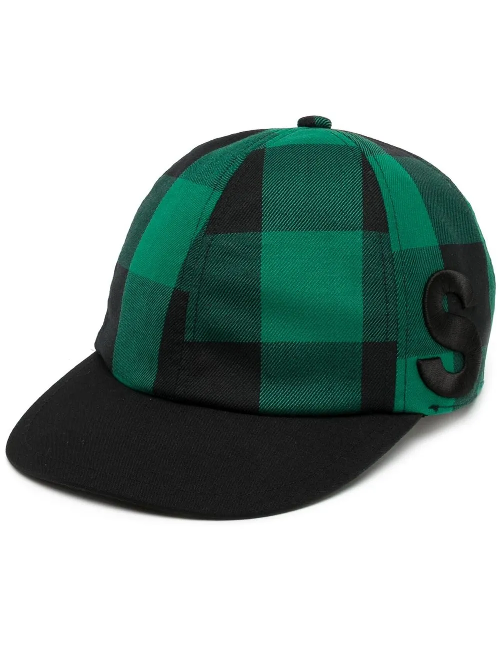 

sacai gorra con motivo de cuadros - Verde