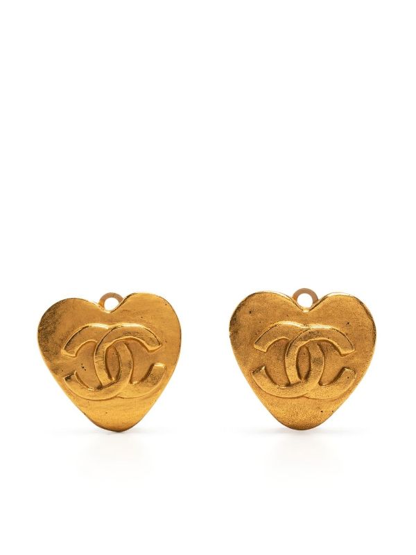 1995 CC heart clip-on earrings