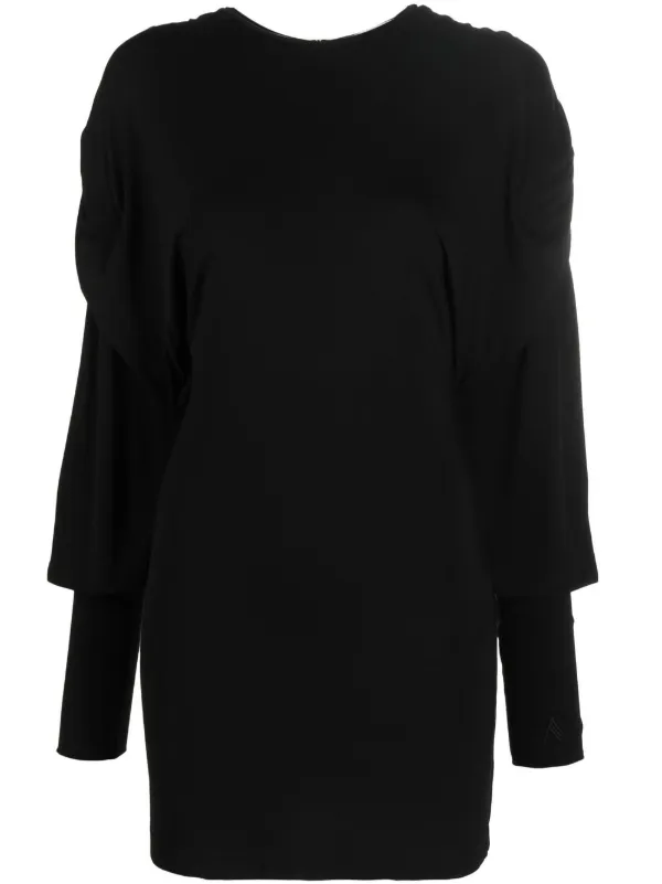The Attico Gathered-sleeve Detail Dress in Black