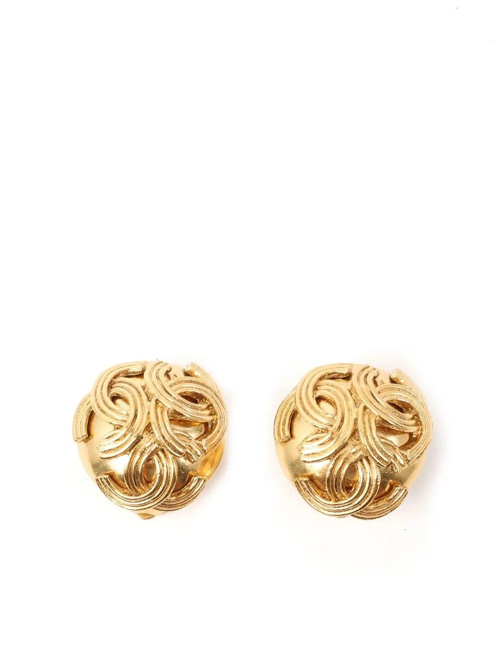 

CHANEL Pre-Owned 1994 Triple CC button clip-on earrings - Gold