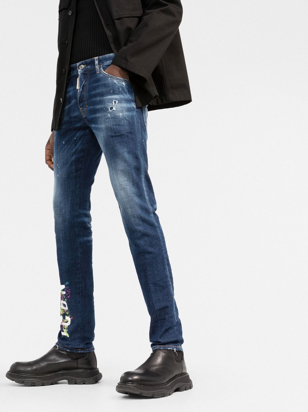 Dsquared2 logo-print Distressed Jeans - Farfetch